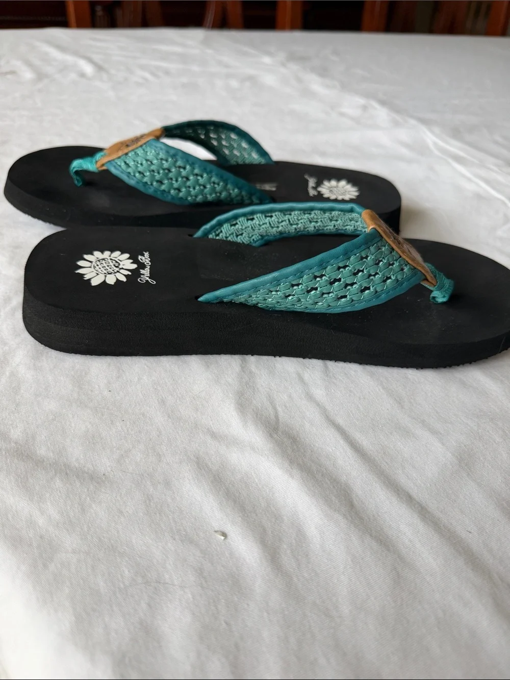 Yellow Box Teal Woven Thong Sandals with Tan Accent - Picture 5 of 13